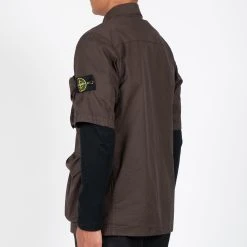 Stone Island SHORT SLEEVED OVERSHIRT BROWN -jupiter shop SHORT SLEEVED OVERSHIRT BROWN HYBRIDSKJORTA STONE ISLAND Jupiter Kungsgatan Norrlandsgatan Stockholm 8