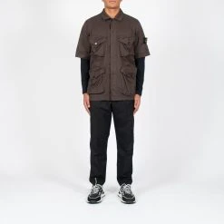 Stone Island SHORT SLEEVED OVERSHIRT BROWN -jupiter shop SHORT SLEEVED OVERSHIRT BROWN HYBRIDSKJORTA STONE ISLAND Jupiter Kungsgatan Norrlandsgatan Stockholm 9