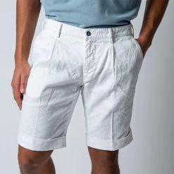 MASON'S MILANO 1 PINCE SHORTS WHITE