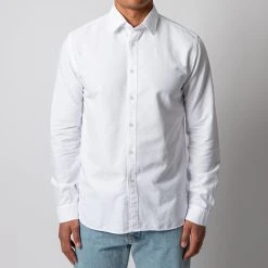 XACUS WASHED CASUAL OXFORD SHIRT WHITE