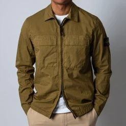 Stone Island COTTON STRETCH OVERSHIRT DARK BEIGE