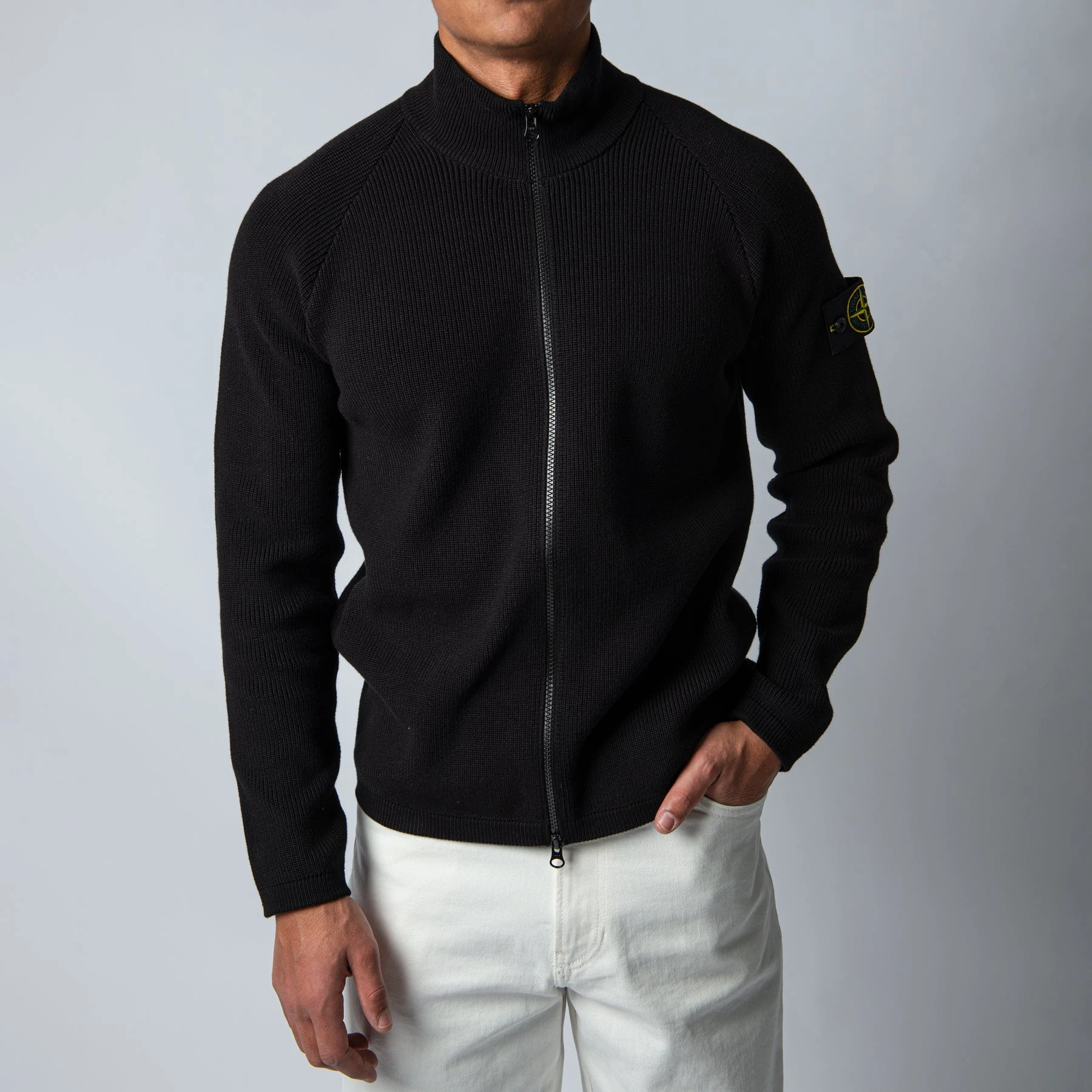 Stone Island MAGLIA KNITTED ZIP SWEATER BLACK 3 Stone Island MAGLIA KNITTED ZIP SWEATER BLACK
