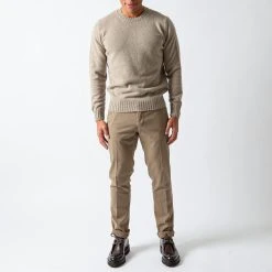 Filippo De Laurentiis LUXURY WOOL CASHMERE CREWNECK BEIGE -jupiter shop TROJAFILIPPODELAURENTIIS 1