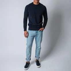 Filippo De Laurentiis LUXURY CREPED COTTON SWEATER NAVY -jupiter shop TROJAFILIPPODELAURENTIIS 1 2a1540bd aed1 414f adfd 9842bfffae29