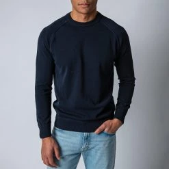 Filippo De Laurentiis LUXURY CREPED COTTON SWEATER NAVY