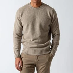Filippo De Laurentiis LUXURY WOOL CASHMERE CREWNECK BEIGE