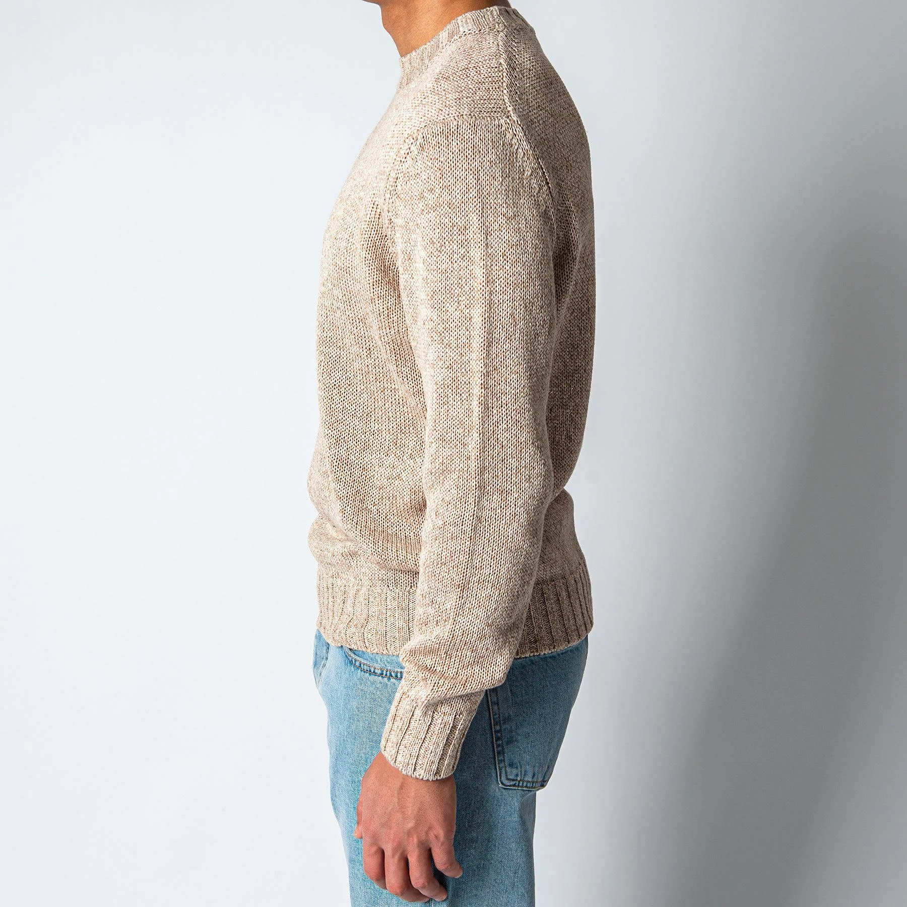 Filippo De Laurentiis KNITTED COTTON SWEATER TAUPE 5 Filippo De Laurentiis KNITTED COTTON SWEATER TAUPE - Bild 3