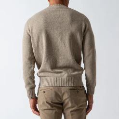Filippo De Laurentiis LUXURY WOOL CASHMERE CREWNECK BEIGE -jupiter shop TROJAFILIPPODELAURENTIIS 5