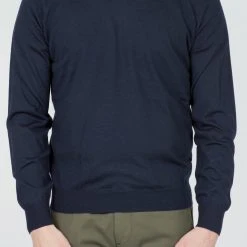 Filippo De Laurentiis WOOL CASHMERE SILK CREW NECK SWEATER 008 NAVY