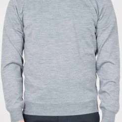 Filippo De Laurentiis WOOL CASHMERE SILK CREW NECK SWEATER 030 GREY