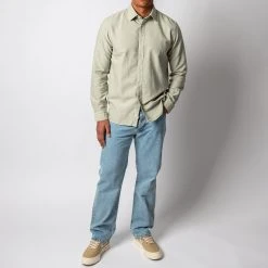 XACUS WASHED CASUAL OXFORD SHIRT KHAKI GREEN -jupiter shop XACUSLINNESKJORTA 2