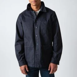 XACUS HEAVY TWILL GABARDINE OVERSHIRT NAVY