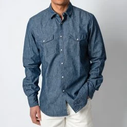 XACUS COTTON COWBOY SHIRT DENIM