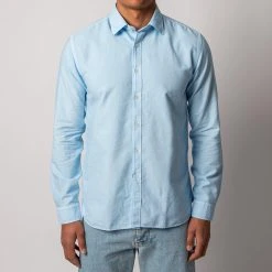 XACUS WASHED CASUAL OXFORD SHIRT LIGHT BLUE