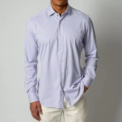 XACUS ACTIVE SHIRT BUSINESS STRIPE PURPLE